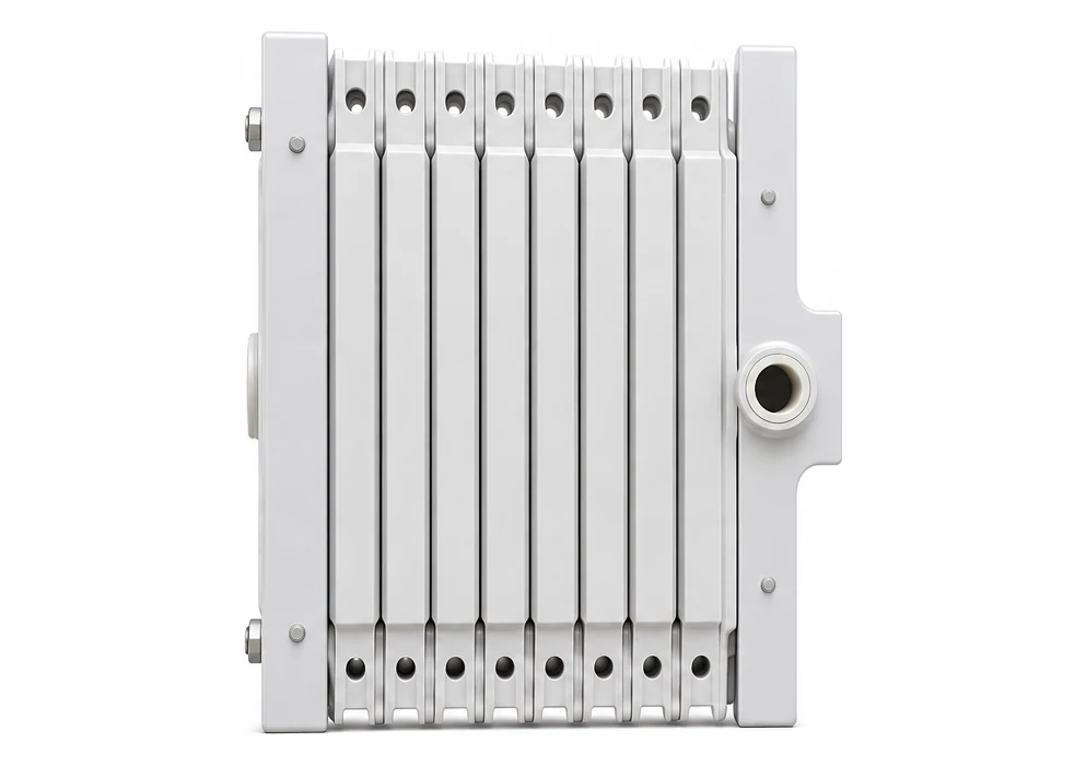 Plate and frame filter press plate pack viewed from the side