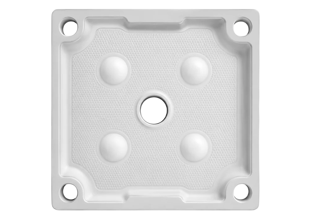 Membrane filter plate with central feed port and squeeze diaphragm