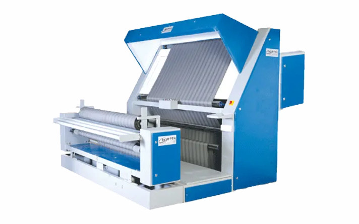 B-Tex fabric inspection and rolling machine with inclined inspection screen and batching roller